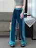 Dżinsy damskie 2023 Chic Gradient Contrast Vintage Rapted Worble Wheer Noce Design High talia Y2K Sreetwear żeńskie dżinsowe spodnie