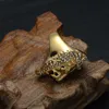 حلقات الفرقة Hip Hop Lion Head Micro Pave Iced Out Bling Mens Ring IP Gold Gold Plated Fethless Steel Rings for Men Jewelry 230826