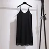 Платья Новинка 2021 года, женское летнее платье-комбинация больших размеров для женщин, большое черное мини-платье без рукавов с v-образным вырезом 3xl 4xl 5xl 6xl 7xl