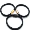 Jewelry Gift Leather Bracelets Woven Antique mens black Charm Bracelets Pulseira Masculina Magnet Man bangles