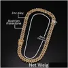 Bracelet Necklace 12Mm Miami Cuban Link Chain Bracelets Set For Mens Bling Hip Hop Iced Out Diamond Gold Sier Rapper Chains Women Lu Dhsat