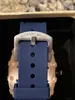 Richarmilles armbandsur Swiss Sports Mechanical Watches Richarmilles Rose Gold Metal and Blue Rubber Watch Band