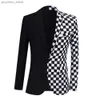 Wzór mody Patchwork Handl Men Mężczyznę Mężczyznę One Button Notched Lapel Dress Blazers Party Casual Come Homme Suit Coat