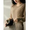 Women's Sweaters Women Pullover European Station 2023 Autumn And Winter Light Soft Cashmere Thick Cable Knit V-neck Loose Sweater