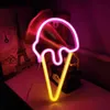 Glass Neon Sign LED Night Light iögonfallande LED Neon Ice Cream Lamp Unik Form USB/batteri som drivs för flimmerfri HKD230825