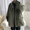 Men's Trench Coats Dark Tooling Jacket Korean-Style Loose Casual Fashion Multi-Pockets All-Match Hong Kong Style Retro