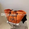 Marca de diseñador Bolsa de cesta trenzada de paja Big Vine Hombro de mujer Mango tejido grande Bolso hecho a mano Bolsas de paja de playa de verano Monedero de mano