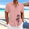 Erkekler Sıradan Gömlek Hawaii Kısa Kollu Gömlek Hindistan Cevizi Ağacı Baskı Yakel Düğmesi Giyim Moda Tasarımcısı Yumuşak Yaz 2023