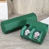 Caixas de relógio top 2/3/4 slots caixa de rolo saffiano couro genuíno viagem jóias organizador verde portátil caso
