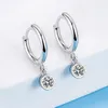 Stud Earrings 2023 Round Zircon Genuine Smooth Circle 925 Silver Needle Antiallergic Jewelry For Wemon Girl Wedding Gift