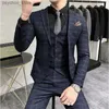 (Chaquetas + Pantalones + Chaleco) Hombres de lujo Novio Boda Esmoquin Moda Trajes de negocios a cuadros Traje de negocios informal de alta calidad de tres piezas Q230828