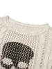 Women's Sweaters ZZLBUF Women Skull Print Sweater Hollow Out Gothic Long Sleeve Knit Crochet Loose Jumper Top Punk Pullover Streetwear