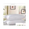 Pillow Home Textile Slee 100% Goose Down Light White Zero Pressure Memory Neck Health 48X74Cm Cotton Drop Delivery Garden Textiles Bed Dhc3C