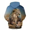 Hoodies Men's Mens Lion 3D Printed Animal Oversize Women's Sweatshirt Pullover Långärmad huvtröjor Toppar Sudaderas s