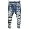 Jeans homme pantalon designer noir autocollants skinny lavage léger déchiré moto rock revival joggers vraies religions hommes 634597283