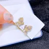 Ohrstecker Hohe Qualität Hirse Perlen Zirkon Kristall Schmetterling Für Frauen Gold Farbe Kupfer Schmuck