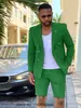 Men's Suit Double-Breasted Fashion Slim Fit Jacket Short Pants 2-Piece Leisure Cool Groom's Dress New Male Tuxedos Blazer Q230828