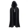Men's Trench Coats Gothic Men Cloak Hooded Solid Loose Windproof Coat Chic Winter Long Cape Poncho Black S-2xl