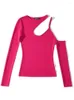 女性用セーター冬のセーター女性2023ニットウェアリブホローニット長袖ティープルオーバー女性ジャージーY2KトップシックフィットネスTシャツ