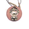 Collane con ciondolo Collana antica a catena a corda lunga vintage Pendenti robot in lega di bronzo in legno Accessori per gioielli con cavo senza collo