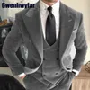 Men s kostymer blazers gwenhwyfar lyxig röd sammet rökning män passar jackor set lapel formella tuxedos 3 stycken bröllop fest prom blazer sätter 230828