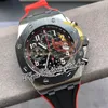 APF 42mm Vampire 2647 A3126 Automatic Chronograph Mens Watch Black Ceramic Bezel Textured Dial Leather Super Edition eternity Watches Strap Exclusive Technology