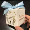 Presente Envoltório Crianças Menino Menina Primeira Comunhão Festa Favor Bronzeamento Mini Caixa de Doces Quadrado Branco 6cm Dobrado 20/50 / 100pcs 230828