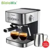 Moulins à café manuels BioloMix 20 bars 1050W Machine à expresso semi-automatique avec mousseur à lait cafétéria Cappuccino eau vapeur 230828