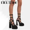 Dress Shoes Sexy Sandals For Woman Summer Pointed Toe Double Platform Ankle Buckle Shoes Brand luxury Designer High Heeled Sandals Woman T230828