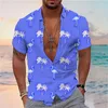 Camisas casuais masculinas 2023 camisa de moda havaiana flamingo coco árvore impressão 3d rua manga curta de alta qualidade S-5XL