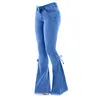 Jeans da donna 2023 Pantaloni svasati elasticizzati a vita media sexy Donna Slim Fit Denim Gamba larga Casual Stile coreano Skinny Tasca con fondo a campana Tro