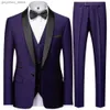 2023 Mode Nya mäns avslappnade butik Business Wedding Host Show Gold Suit 3 stycken Set Blazers Jack -kappa byxor byxor Vest Q230828