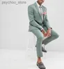 New Fashion Wedding Dress Slim Fit Come Homme Green Notch Lapel Men Suits Tuxedo Terno Masculino Prom Groom 2 Pieces Blazer Q230828