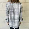 Chaquetas de mujer de moda de manga larga solapa a cuadros botón suelto con bolsillos Top mujer Jumper abrigo negro señora accesorios de ropa suave