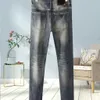 Clássico impresso bordado designer mens jeans motocicleta buraco luxo denim moda masculina rua hip-hop calças de grife