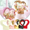 Gift Wrap 10pcs Heart Shape Flower Boxes Romantic Packing Paper Box Women Gift Basket Portable Bags Gift Wrapping Paper Love Flower Basket 230828