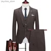 Terno casaco colete calças 3 pçs conjunto / 2023 masculino casual boutique negócios retro estilo britânico xadrez blazers jaqueta calças colete q230828
