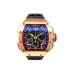 Richarmill Watch自動機械式スイスの腕時計ムーブメントウォッチ自動巻線クロノグラフフルローズゴールドRM65-01 WN-KAWX