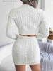 Two Piece Dress Autumn 2018 Knitted Women's 2-Piece Solid Twisted Round Neck Long Sleeve Cut Sweater Wrapped Hip Mini Ski Set T230828