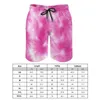 Mäns shorts White Pink Tie Dye Board Abstract Swirl Tie-Dye Casual Short Pants Running Surf Quick Torking Graphic Beach Trunks