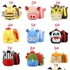 Backpacks Kids Plush Animal Dinosaur Puppy Panda Moneky Bear Elephant Giraffe 30 Designs Zoo 3D Shoulders Backpack Kindergar Dhayn