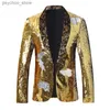 New Colorful Men's Sequin Flip Performance Dress Male Singer Host Stage Performance Suit Male Coat Q230828