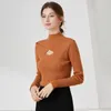Kadın Sweaters 2023 Sonbahar ve Kış Banliyö Yarı Türklü Slim Sweater Flaş İplik Vakfı
