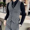 2023 Nya mäns mörka rand Vest British Korean version Slim Suit S-4XL Vest Handsome Work Clothes HKD230828