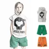 Fashion children letter printed shorts N style boys girls hole casual half pants INS kids skull hooded vest tops S0463V