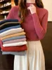 여자 스웨터 겨울 슬림 핏 니트 니트 컬러 승무원 목 숙녀 패션 바닥 셔츠 스웨터 여자 의류