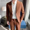 ( Jacket + Pants ) High End Men's Casual Business Suit Two-piece Set British Fashion Casual Suit Groom Wedding Dress Male Suit Q230828