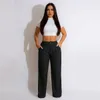 Pantalon droit solide élégant pour femmes, décontracté, taille haute, jambes larges, bas, livraison gratuite