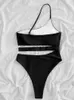 Costumi da bagno da donna Hallow Out 2023 Costume intero con spalline Solido nero Monikini Body sexy Summer Beach Abbigliamento femminile