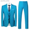 16 Colors ( Jacket + Vest + Pants ) Men's High Quality Formal Business Slim Fit Mens Suit Best Groom Wedding Tuxedos 3 piece Set Q230828
